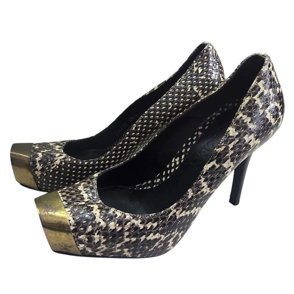 Alexander Mcqueen Python Pumps With Gold Toe Plat… - image 1
